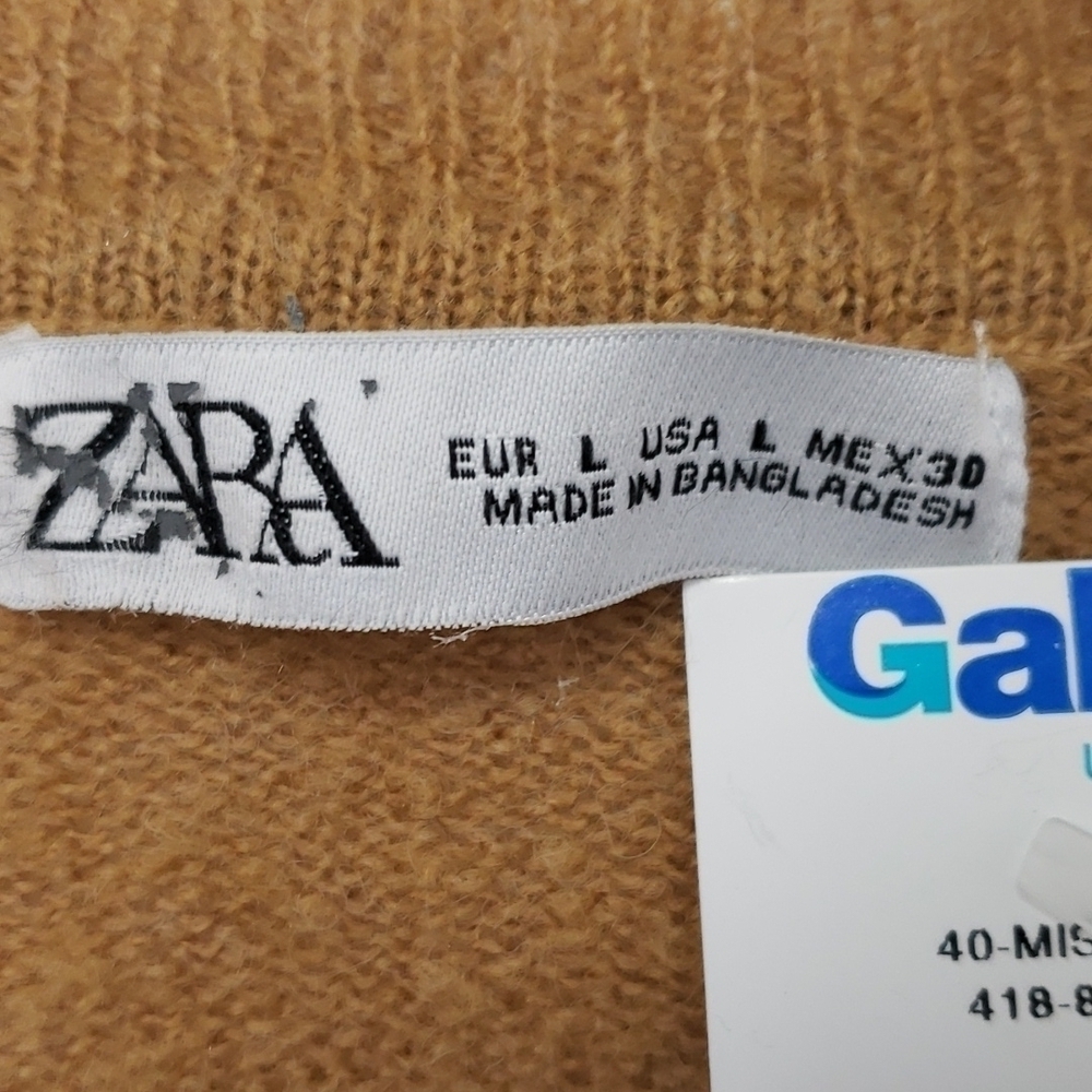 Zara Sweater Light Brown Acrylic/Poly/Wool Blend 36 L Hip Length NWT New - Picture 5 of 10